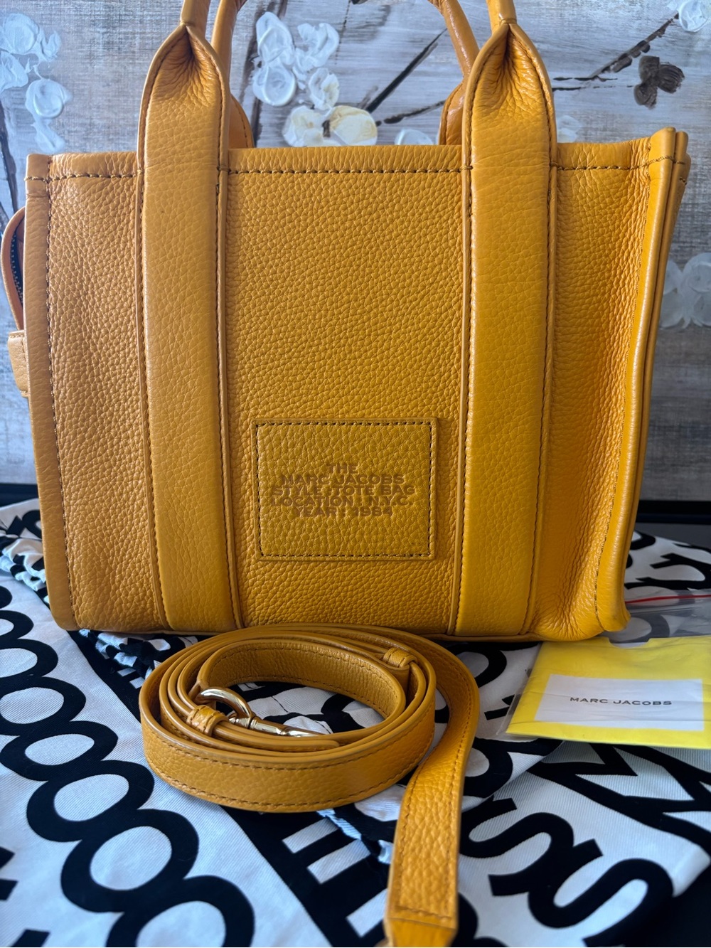 Marc Jacobs Pebbled Leather The Tote Bag SMALL in Mustard - Picture 6 of 16